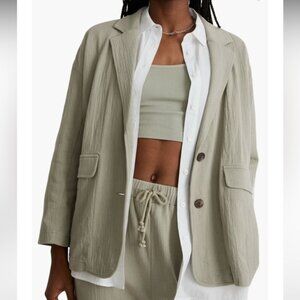 Madewell light green larsen linen blazer